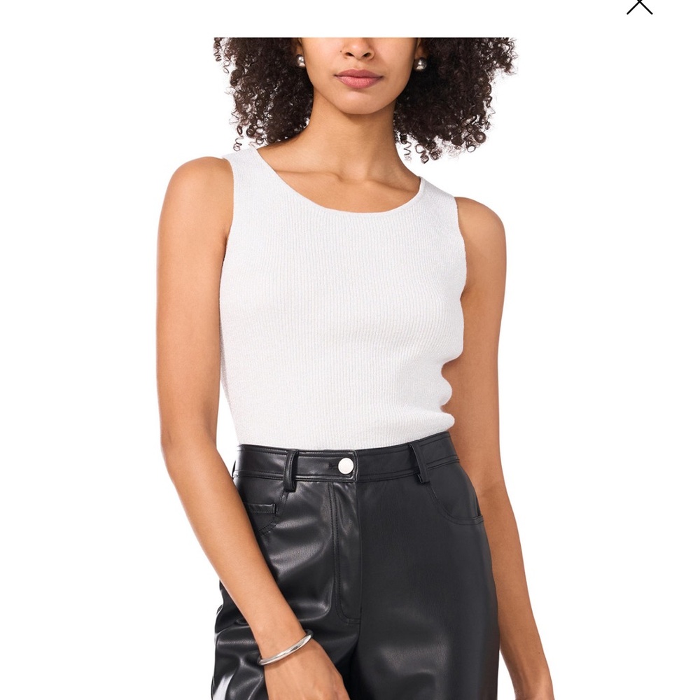Vince Camuto Ribbed Metallic Sparkle Fitted Party Tank Top Shell